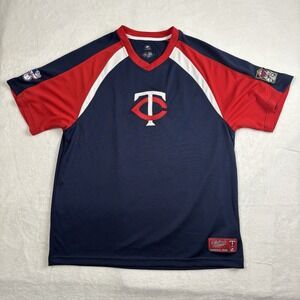 Majestic Minnesota Twins Blue Red Short Sleeve Baseball Jersey Men's Large